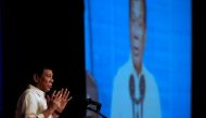 Philippines President Rodrigo Duterte speaks to members of the Filipino community in Jakarta, Indonesia September 9, 2016. (REUTERS/Darren Whiteside)