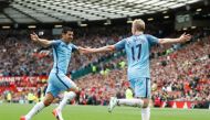 Manchester City's Kevin De Bruyne celebrates scoring their first goal with Nolito. Reuters / Carl Recine