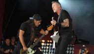 Kirk Hammett and James Hetfield of Metallica perform at the 2016 Global Citizen Festival in Central Park to end extreme poverty by 2030 at Central Park on September 24, 2016 in New York City. AFP / ANGELA WEISS
