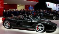 The new Ferrari LaFerrari Aperta is displayed on media day at the Paris auto show in Paris, France, September 29, 2016. (REUTERS/Benoit Tessier)