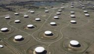 Crude oil storage tanks are seen from above at the Cushing oil hub in Oklahoma, U.S., March 24, 2016. Reuters/Nick Oxford/File Photo