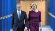 Britain's Prime Minister Theresa May and her husband Philip arrive on the final day of the annual Conservative Party Conference in Birmingham, Britain, October 5, 2016. Reuters/Toby Melville

