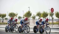 Cervelo Bigla Pro Cycling Team’s cyclists compete in the women’s team time trial event as part of the 2016 UCI Road World Championships.