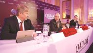 Qatar Airways Group Chief Executive Akbar Al Baker (centre) at the press conference in Helsinki with Finavia President and Chief Executive Officer Kari Savolainen (left) and Qatar Airways Senior Vice-President for Europe Jonathan Harding.
