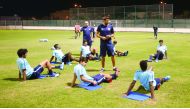Qatar U-19 coach Oscar Cano supervising a training session on the eve of the match against Yemen of the AFC U-19 Asian Cup in Bahrain yesterday.