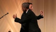 U.S. President Barack Obama and Italian Prime Minister Matteo Renzi hug during an exchange of toasts during a State Dinner at the White House in Washington, U.S., October 18, 2016. Reuters/Joshua Roberts