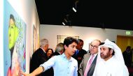General Manager of the Cultural Village Foundation-Katara, Dr Khalid bin Ibrahim Al Sulaiti, inaugurating the exhibition of Palestinian artist Mohammed Qraiqea, titled the “Free Bird” on Thursday.