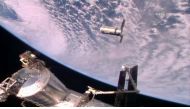 In this October 23, 2016 Iamge from NASA TV, the Cygnus resupply ship slowly approaches the International Space Station(ISS) before the Canadarm2 reaches out and grapples it.  AFP / NASA TV 