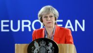 British Prime Minister Theresa May attends a press conference at the European Union leaders summit in Brussels, Belgium on October 21, 2016.  Dursun Aydemir - Anadolu Agency
