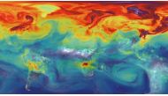 A depiction of the global sources of CO2 which are dominated by the US, China and Europe. / NASA.