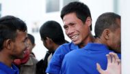 The men who were held hostage by Somali pirates arrive in Nairobi. Photo: AFP.