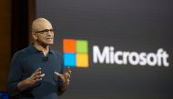 Microsoft chief executive officer Satya Nadella talks at a Microsoft news conference October 26, 2016 in New York. (AFP / DON EMMERT)