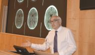 Professor Ashfaq Shuaib, Director, Neuroscience Institute, Hamad Medical Corporation, giving a presentation. (file photo)