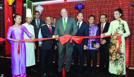 Vietnamese Ambassador Nguyen Hoang (fourth left) and Shangri-La Hotel Doha General Manager Alex Willats (centre) with diplomats from several countries at the opening of the Vietnamese Culture and Cuisine Festival in Doha yesterday. Pic: Kammutty VP / The 