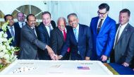 Mayor Robert B Giangeruso, Mayor Michael J McPartland and Vinai Thummalapally, Executive Director of SELECT USA inaugurating the new food processing and logistics facility of Lullu Group in New Jersey, USA, in the presence of Yusuffali MA, Chairman; Saife