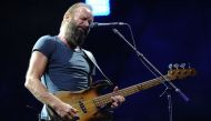 (FILES) This file photo taken on July 20, 2015 shows British musician and singer-songwriter Sting performing during a concert at the Ampitheatre of Nimes (Arenes de Nimes) in the French southern city of Nimes. British rock star Sting will re-open Paris' B