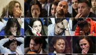(COMBO) This combination of pictures created on November 09, 2016 shows supporters of Democratic presidential candidate Hillary Clinton reacting November 08, 2016 to early election results in various cities across the United States.  AFP / Ryan McBride