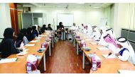 Heads of students councils of Independent Schools with Fawzia Al-Khater, Director of Education Institute at the Ministry of Education and Higher Education, during their first meeting this academic year.