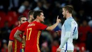 Spain's Ander Herrera clashes with England's Eric Dier. Reuters / Eddie Keogh