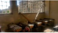 A view shows the damage inside a school after shelling by Syrian rebels on government-held western Aleppo, November 20, 2016. SANA/Handout via REUTERS 