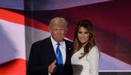 Donald Trump stands on stage with his wife Melania Trump following her address to delegates at the Republican National Convention on July 18, 2016 at Quicken Loans Arena in Cleveland, Ohio (AFP)