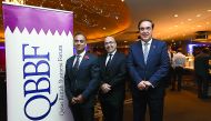British Ambassador to Qatar Ajay Sharma, QBBF Committee Member Hussein Damirji and QBBF Chairman and CEO of the Rumaillah Group Emad Turkman MBE at the event.