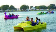 People enjoy boating at the Aspire Park in Doha. Families have hit the outdoors in large numbers with the weather turning pleasant. Pic: Salim Matramkot/The Peninsula.