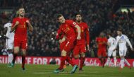 Liverpool's James Milner celebrates scoring their second goal. (Reuters / Phil Noble Livepic)