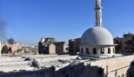 A picture taken on November 27, 2016 shows a damaged mosque in the Masaken Hanano district in eastern Aleppo, a day after Syrian pro-government forces resized it from rebel fighters. AFP / GEORGE OURFALIAN