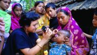 Orbis Primary Eye Care Worker, Afroza Yasmin, screening for eye conditions and diseases in rural Khulna, Bangladesh.Orbis is an international eye care charity which is leading Qatar Creating Vision initiative.
