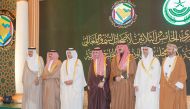 Prime Minister and Interior Minister H E Sheikh Abdullah bin Nasser bin Khalifa Al Thani  (third left) and other dignitaries at in the opening session of 35th meeting of the GCC interior ministers in Riyadh yesterday.