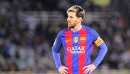Barcelona's Argentinian forward Lionel Messi walks during the Spanish league football match Real Sociedad vs FC Barcelona at the Anoeta stadium in San Sebastian, on November 27, 2016. / AFP / ANDER GILLENEA
