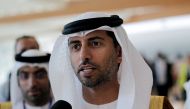 File photo of UAE Energy Minister Suhail bin Mohammed al-Mazroui as he talks to reporters. 
