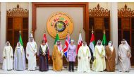 Emir H H Sheikh Tamim bin Hamad Al Thani with British Prime Minister Theresa May and GCC leaders during the GCC-United Kingdom First Summit in Manama, Bahrain, yesterday.