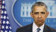 Barack Obama reacts to a question in the White House press briefing room in Washington, April 5, 2016 (REUTERS / Gary Cameron) 