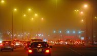 Strong winds reduce visibility on the D-Ring Road in Doha yesterday.  Pic: Salim Matramkot / The Peninsula