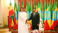Foreign Minister H E Sheikh Mohammed bin Abdulrahman Al Thani with Ethiopian President Mulatu Teshome in Addis Ababa yesterday. The foreign minister conveyed greetings of the Emir H H Sheikh Tamim bin Hamad Al Thani to the Ethiopian President and his wish