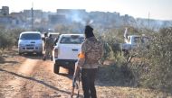 Members of Free Syrian Army move to al-Bab town of Aleppo during the 