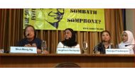 (L-R) Rights activists Shui Meng Ng, Angkhana Neelapaijit, Pinnipa Preuksapan and Angkhana's daughter Pratubjit Neelapaijit at a news conference in Bangkok, Thailand, December 19, 2017. Thomson Reuters Foundation/Alisa Tang