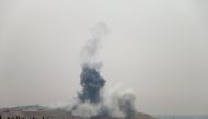 moke rises after Turkish Army's airstrike over Daesh terrorists' positions as Free Syrian Army move forward to the center of al-Bab district during the 