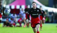 Saracens' wing Chris Ashton chases the loose ball during their English Premiership match against Newcastle at Allianz Park in London, England on Saturday.