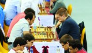India's Viswanathan Anand (right) in action along with other players during the Qatar Rapid and Blitz Championships, at the Ali Bin Hamad Attiya Arena, Al Sadd, in Doha yesterday.
Pics by: Salim Matramkot/The Peninsula