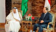 Custodian of the two Holy Mosques Salman bin Abdulaziz Al Saud of Saudi Arabia with the President of Egypt Abdel Fattah el-Sisi in Cairo, April 8, 2016 (Egyptian Presidency / Anadolu Agency)