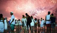 Fireworks for New Year celebration are launched from boats at Copacabana beach in Rio de Janeiro , Brazil, on January 1, 2017. / AFP / FABIO TEIXEIRA