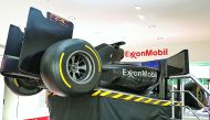 The racing car simulator at the Qatar ExxonMobil Open 2017 Public Village.