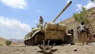 Yemeni pro-government forces at the military base of Nehm, in the Sanaa province east of the Yemeni capital, on 7 April, 2016 (AFP).