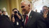 Vice President-elect Mike Pence leaves after speaking with Congressional Republican leadership on the road ahead to repeal the Affordable Care Act, or Obamacare, in the U.S. Capitol in Washington, USA on January 4, 2017. (Samuel Corum - Anadolu Agency)