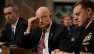 (L-R) Defense Undersecretary for Intelligence Marcell Lettre II, Director of National Intelligence James Clapper and United States Cyber Command and National Security Agency Director Admiral Michael Rogers testify before the Senate Armed Services Committe