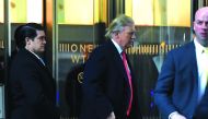 President-elect Donald Trump leaving One World Trade Center after a meeting with editors at Conde Nast in New York, yesterday.