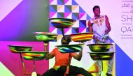 Artists performing at the African Circus organised by Qatar Tourism Authority at the outdoor area of Hyatt Plaza Mall yesterday.  Pic: Kammutty VP/ The Peninsula